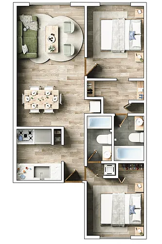 Floor plan 2 Bedrooms, 2 Bathrooms