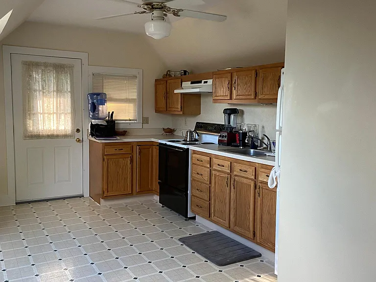 Kitchen with door to porch
