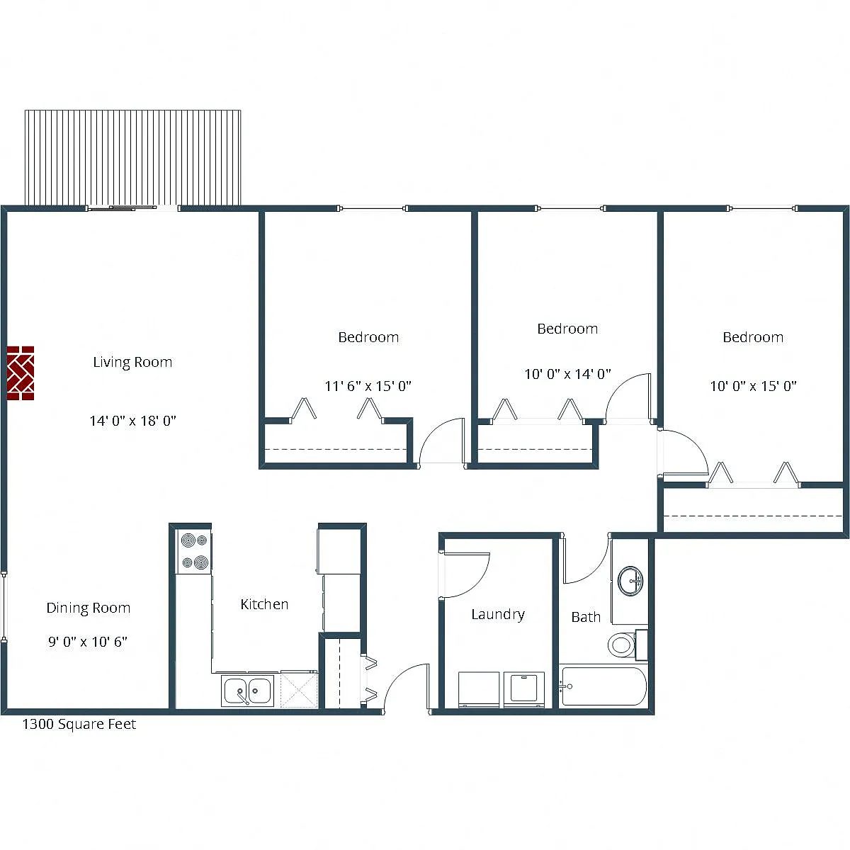 Floor plan Three Bedroom 31A