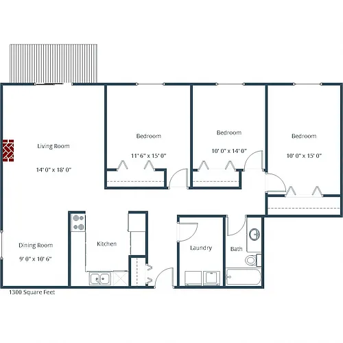 Floor plan Three Bedroom 31A