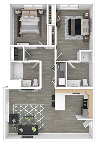 Floor plan 2 Bed 2 Bath A