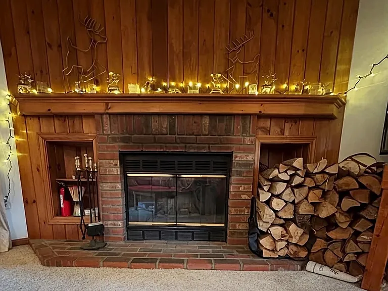 Enjoy a cozy woodburning fireplace in the snowy winter evenings!