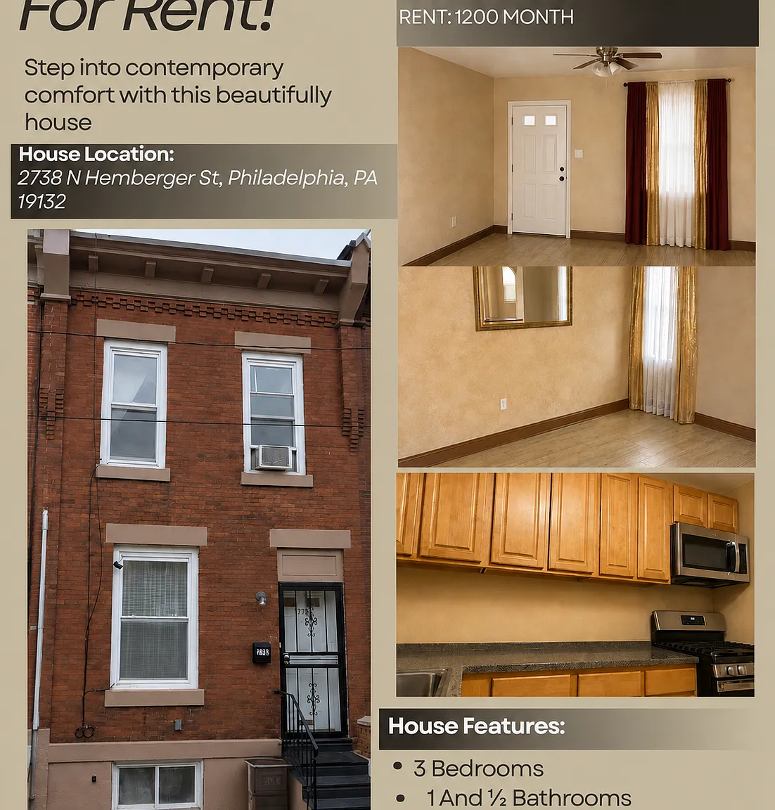 3 bed, 1.5 bath, 936 sqft, $1,200 — Photo 1