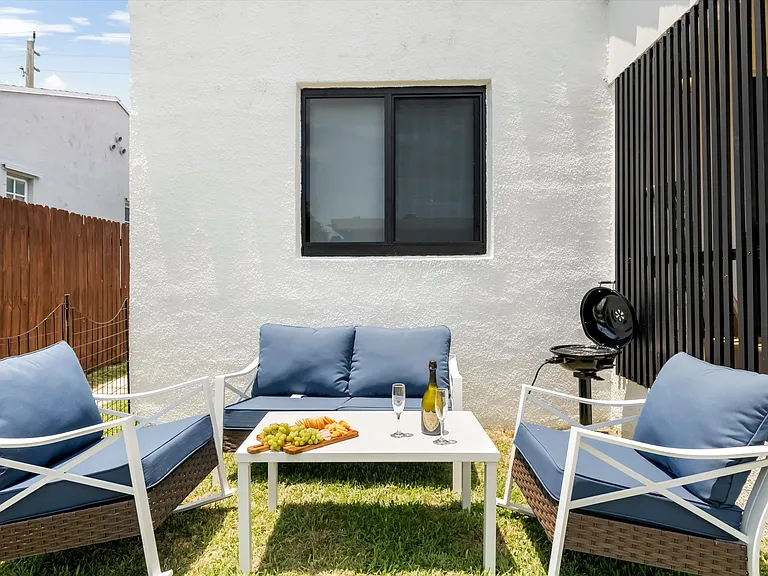 Outdoor lounge with brand new electric grill