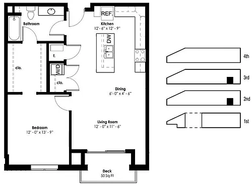 Floor plan 1 Bed/1 Bath