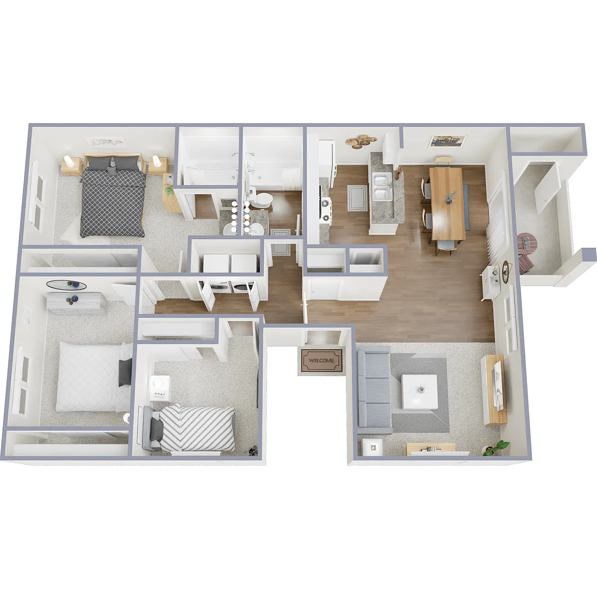 Floor plan 3B Three Bedroom Casitas