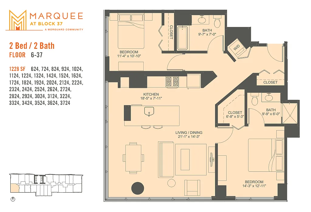 Floor plan 2 Bedroom x 24