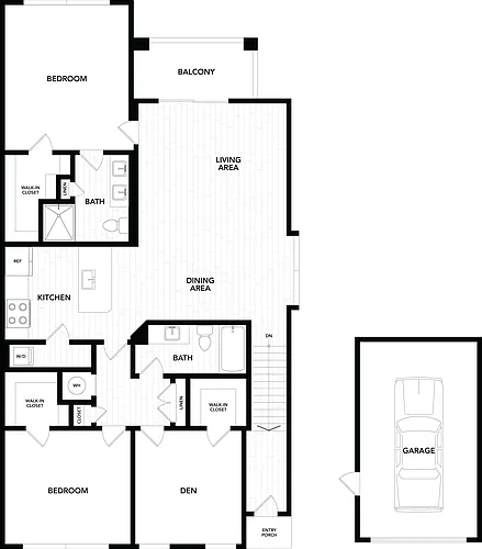 Floor plan 3 Bed/2 Bath-D2G