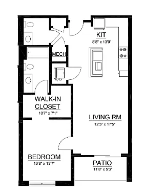 Floor plan A2 - 1 Bed 1.5 Bath