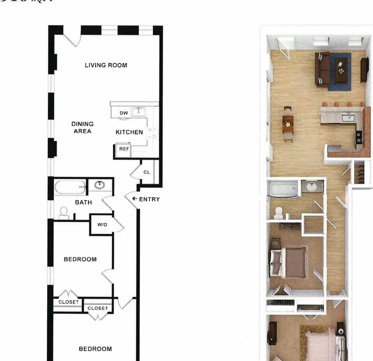 2 bed, 910 sqft, $2,200 — Photo 1