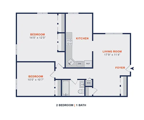 Floor plan 2 Bed | 2 Bath