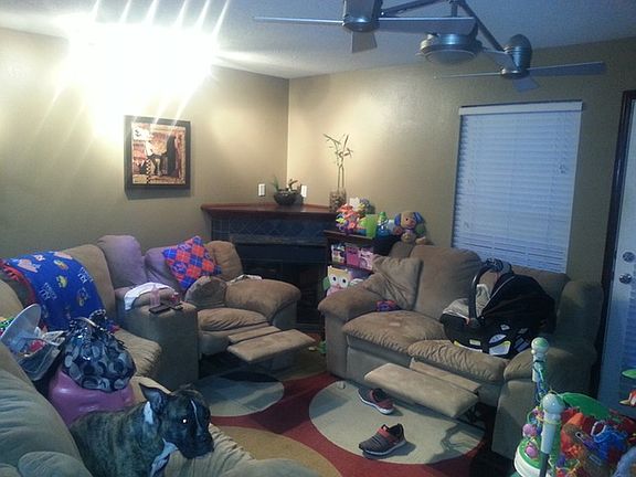 Living room with fireplace