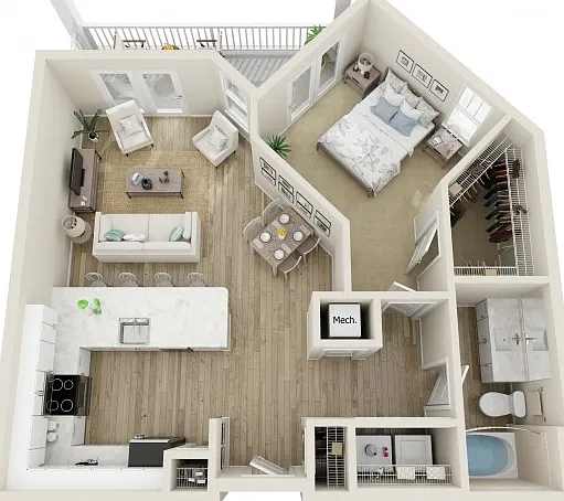 The Parris One Bedroom Floor Plan The Parris One Bedroom Floor Plan