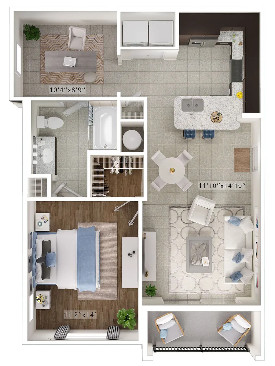 Floor plan Pandora (1 Bed - Den)