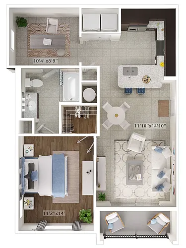 Floor plan Pandora (1 Bed - Den)