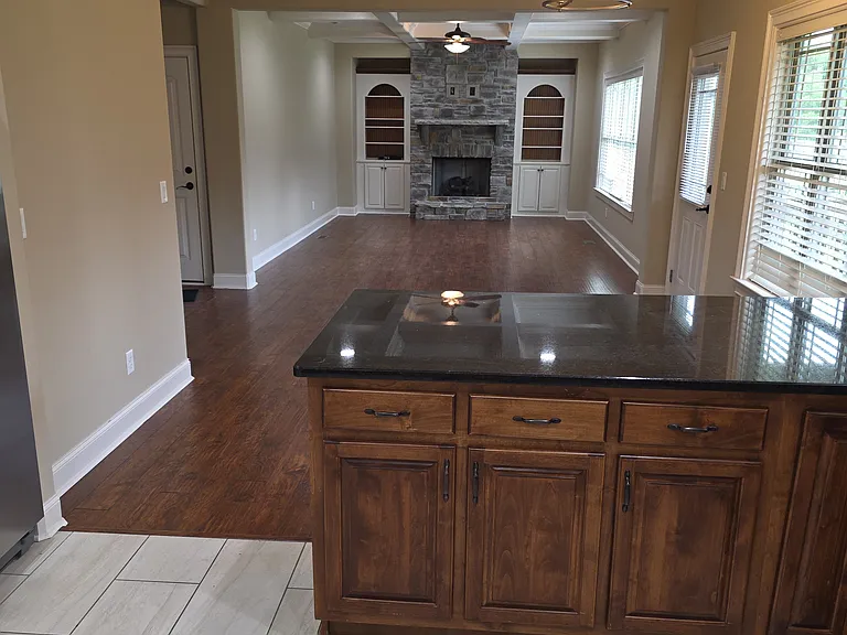 Kitchen, breakfast area and den
