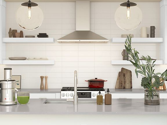 Kitchen island with pendant lighting