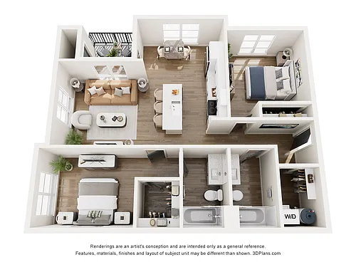 Floor plan Two-Bedroom 2C-1