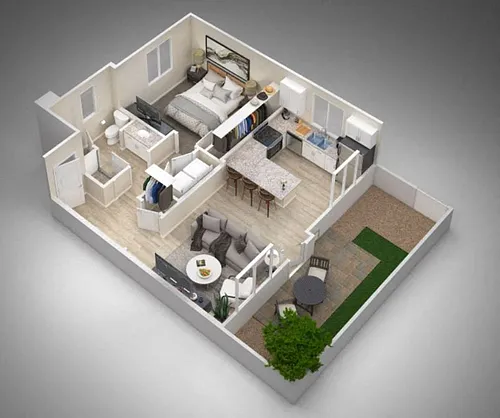 Floor plan One Bedroom One Bath