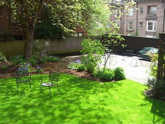 A photo of the backyard patio in Spring