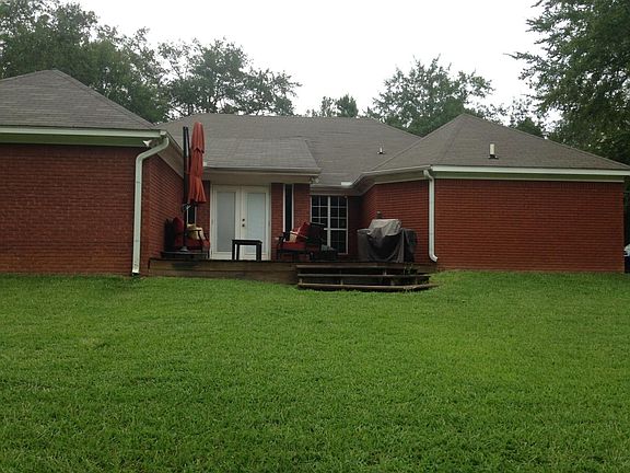 Back yard with wooden deck