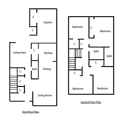 Floor plan 4 Bed 2 and a Half Bath