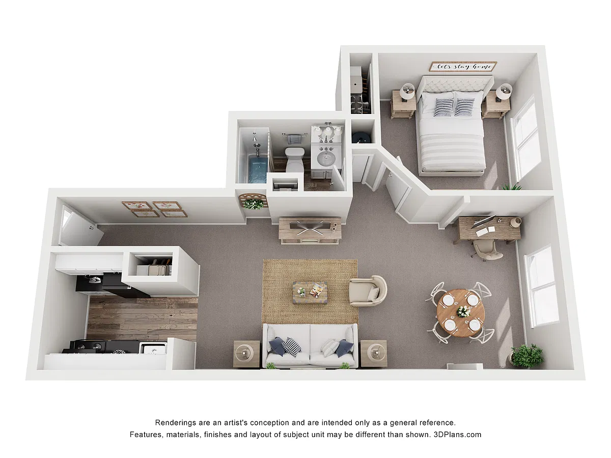 Floor plan 1 Bedroom, 1 Bath