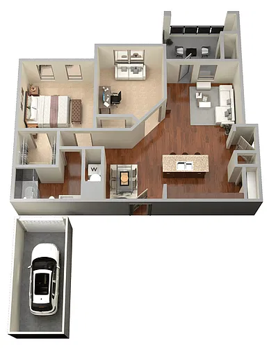 Floor plan 1 bed / 1 bath - B1