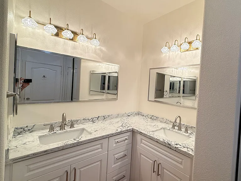 View of Master bathroom sinks.