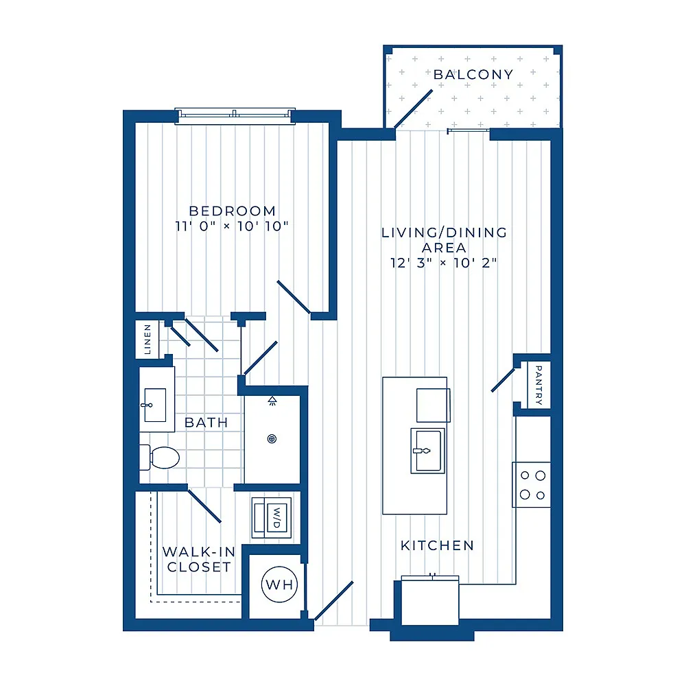 Floor plan A1: 1 Bed 1 Bath