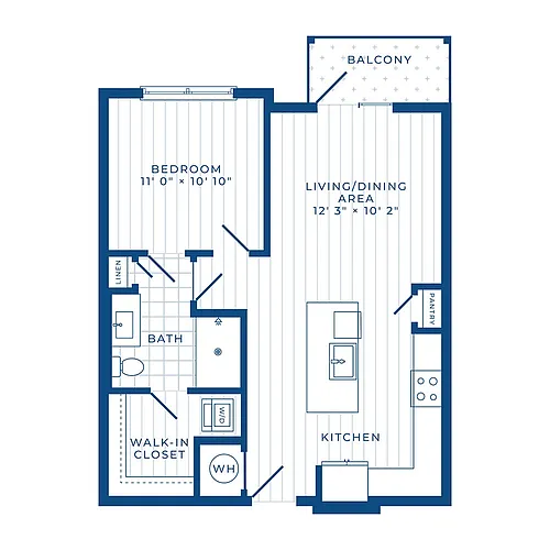 Floor plan A1: 1 Bed 1 Bath