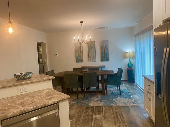 View from kitchen to dining