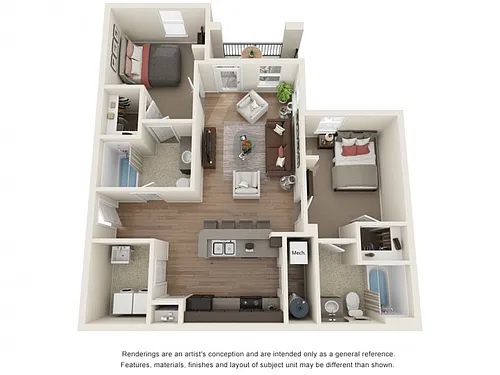 Floor plan 2 BR Place Suite