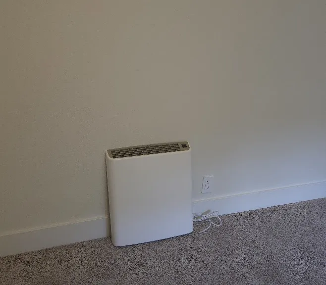 Though the mini-split is the main source of heat, there will be Envi wall heaters in the bedrooms and bathroom as well. Waiting to install to give the tenants more flexibility with furniture placement.