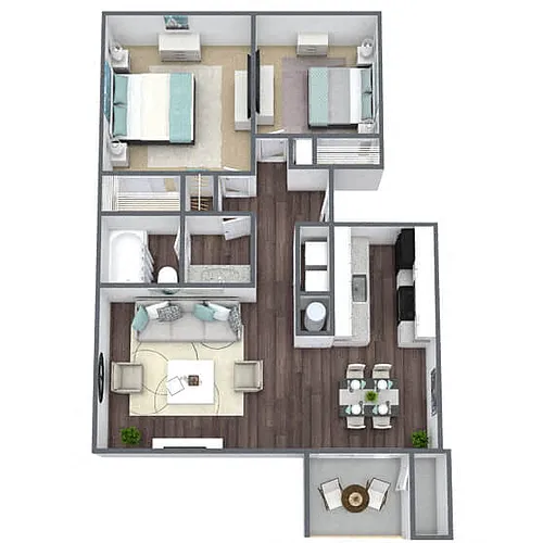 Floor plan B1: 2 Bed 1 Bath