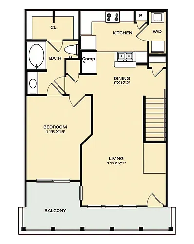Floor plan One Bedroom Copa - Call for Availability