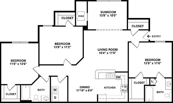 3 Bed 2 Bath | 1651 sqft 3 Bed 2 Bath | 1651 sqft