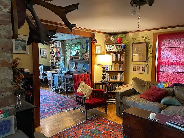 Living room 1 with wood stove.