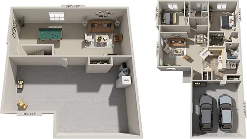 Floor plan Two Bedroom Ranch