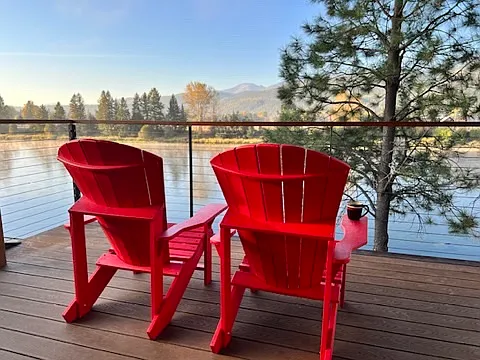 Sip your morning coffee or enjoy a glass of wine while relaxing on a large porch upstairs.