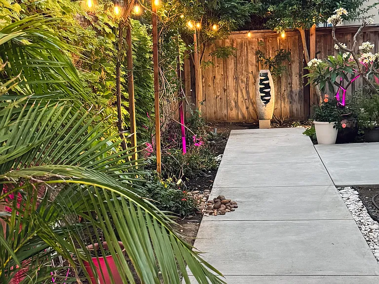 Walkway decorated - String lights not included