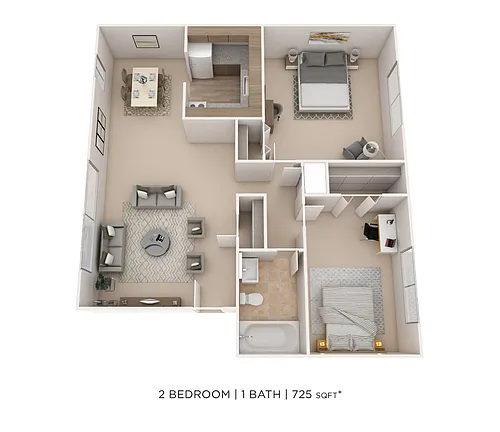 Floor plan Two Bedroom - 725 sqft