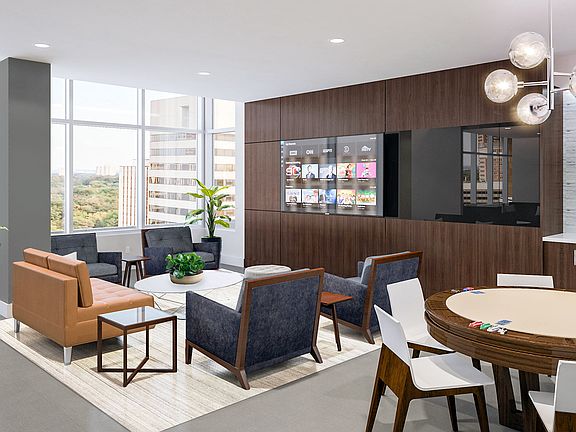 Floor to ceiling windows show spectacular views