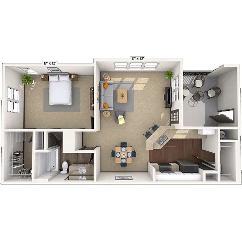 Floor plan Traditional 1x1 861 SF