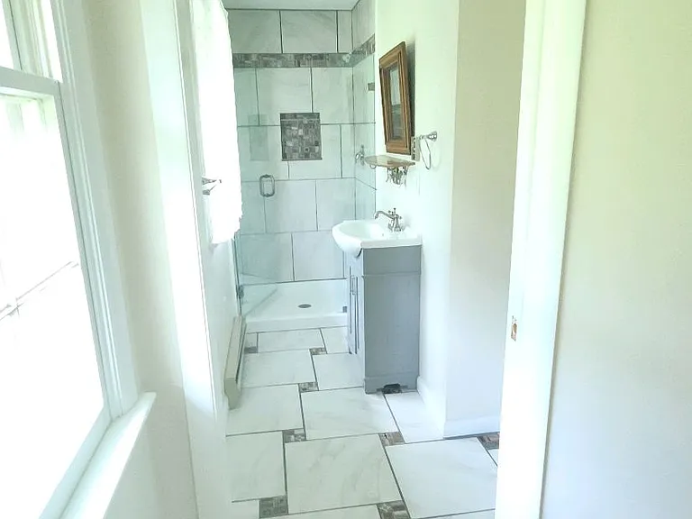 Newly renovated master bathroom.