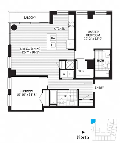 Floor plan 2 Bed - 2 Bath | b03