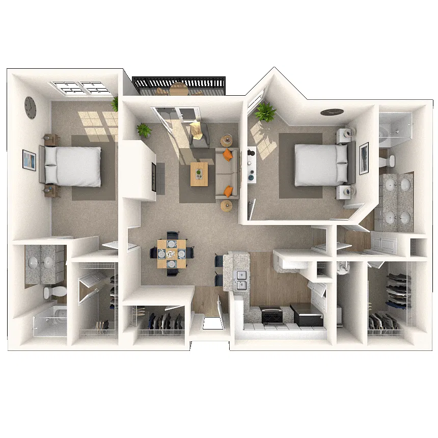Floor plan Traditional 2x2 1148-1267 SF