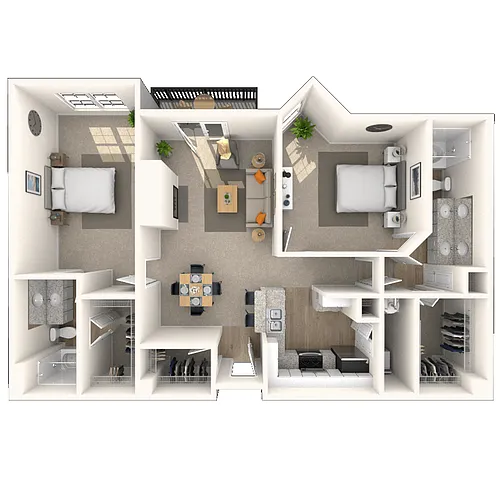 Floor plan Traditional 2x2 1148-1267 SF