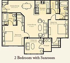Floor plan 2 Bedroom Sunroom