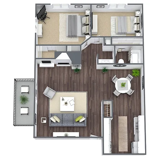 Floor plan B1: 2 Bed 1 Bath